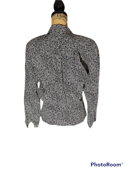 Vintage Liz Claiborne Blouse Long Sleeves Size 8 Black White - Picture 2 of 7